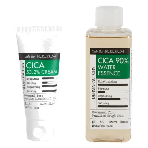 DERMA FACTORY - Cica 53.2% Cream - (30ml x 1ea) + 90% Water Essence - (150ml x 1ea) Set