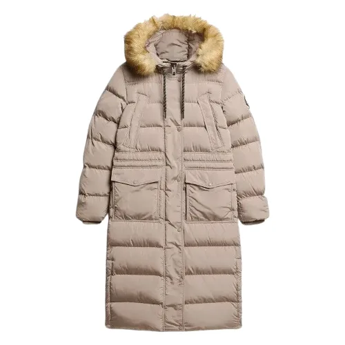 Długi płaszcz z sztucznego futra dla kobiet Superdry Everest