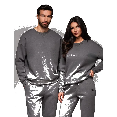 Dresowa klasyczna bluza unisex z okrągłym dekoltem – szara V18