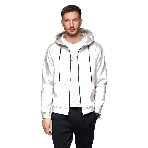 Dresowa rozpinana bluza hoodie w stylu streetwearowym – piaskowa V6 - Rozmiar: XXL