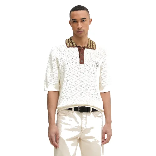Drôle de Monsieur polo swetrowe męskie bawełniane Maille Ajouré D Miroir
