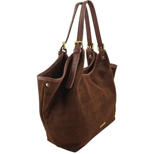 Duża torebka shopper zamszowa - Brązowa