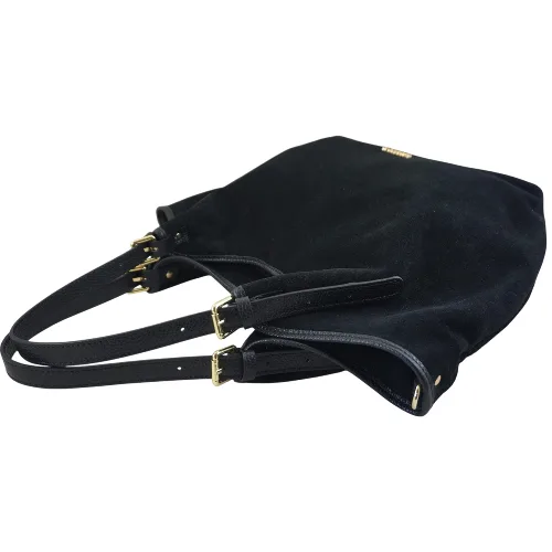 Duża torebka shopper zamszowa - Czarna