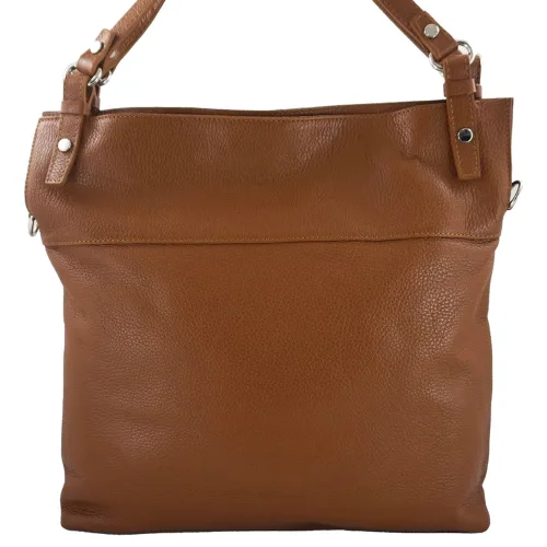 Duży skórzany worek / shopper bag - A4 - Brązowy jasny