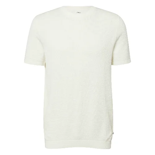 Dzianinowy T-shirt z mieszanki bawełny i lnu