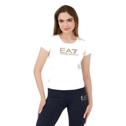 EA7 Beżowy damski t-shirt