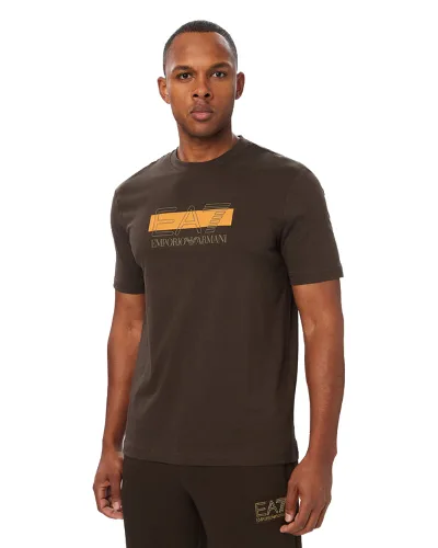 EA7 Emporio Armani T-Shirt 7M002415 AF10375 U6027 Brązowy ciemny Regular Fit