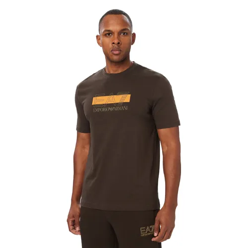 EA7 Emporio Armani T-Shirt 7M002415 AF10375 U6027 Brązowy ciemny Regular Fit