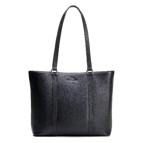 Elegancka shopperka ze skóry naturalnej czarna