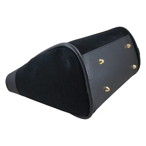 Elegancka torebka ze skóry zamszowej - Czarna
