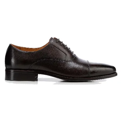 Eleganckie męskie półbuty ze skóry naturalnej typu oxford ciemny brąz