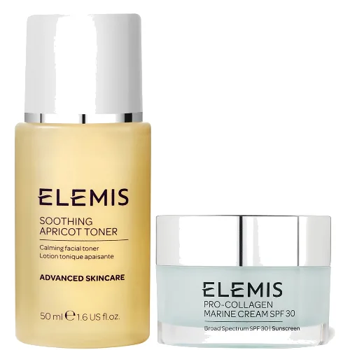 Elemis Pro Collagen Marine Cream SPF30 30ml and Soothing Apricot Toner 50ml Duo