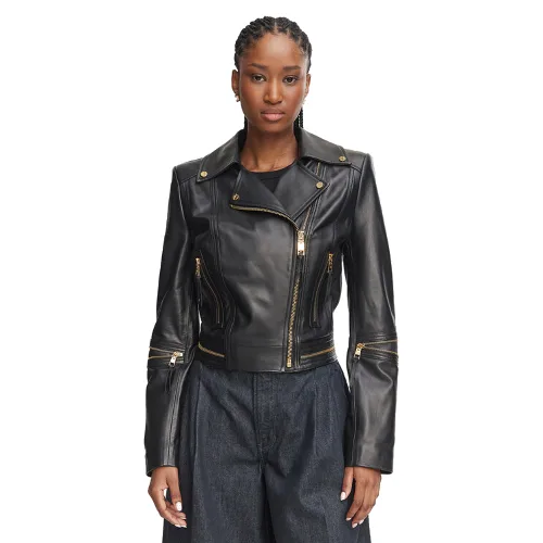 Elisabetta Franchi Kurtka skórzana GD-01Z-66E2-V1490 Czarny Regular Fit
