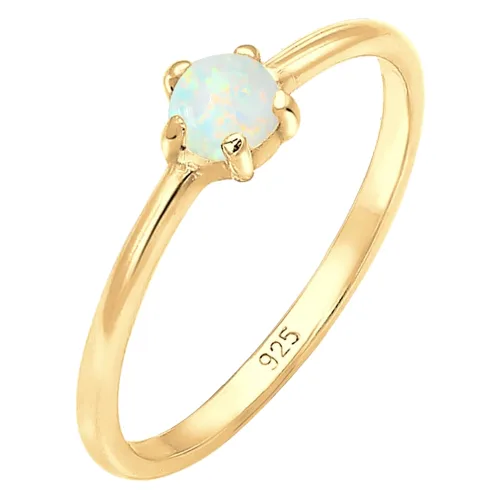 Elli Damska obrączka Basic Geo z syntetycznym opalem w srebrze próby 925 Sterling Silver Pierścionki 1 ct Damski