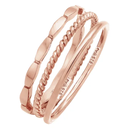 Elli Damska obrączka do łączenia Stacking Trio Basic Minimal ponadczasowa Bloger w srebrze 925 Sterling Silver Pierścionki 1 ct Damski