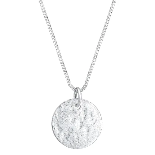 Elli Damska zawieszka płytka młotkowana ze srebra próby 925 Sterling Silver Naszyjniki 1 ct Damski
