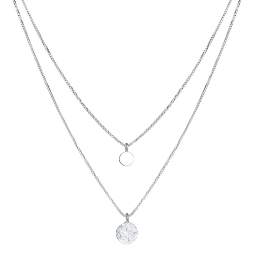Elli Damska zawieszka płytkowa warstwowy Basic młotkowany ze srebra próby 925 Sterling Silver Naszyjniki 1 ct Damski