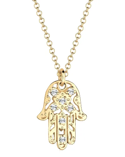 Elli Damska zawieszka ręka Hamsa z kryształami w pozłacanym srebrze 925 Sterling Silver Naszyjniki 1 ct Damski