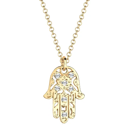 Elli Damska zawieszka ręka Hamsa z kryształami w pozłacanym srebrze 925 Sterling Silver Naszyjniki 1 ct Damski