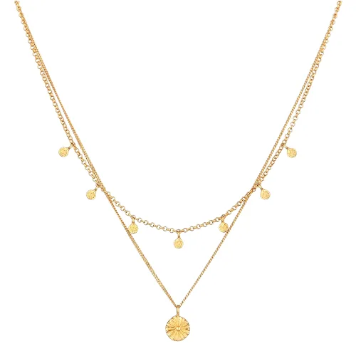 Elli Damska zawieszka warstwowy Disc Sun z pozłacanego srebra próby 925 Sterling Silver Naszyjniki 1 ct Damski