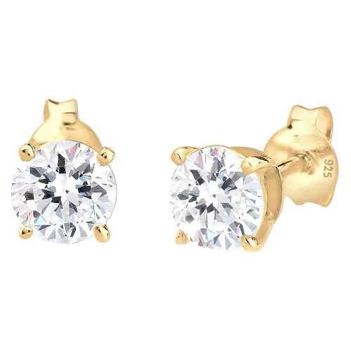 Elli Damski błyszczący okrąg z kryształami , srebro 925 Sterling Silver Kolczyki 1 ct