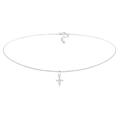 Elli Damski choker Cross Religion z kryształkami cyrkonii ze srebra 925 Sterling Silver Naszyjniki 1 ct