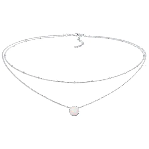 Elli Damski choker kulkowy Trend z syntetycznym opalem wykonany ze srebra próby 925 Sterling Silver Naszyjniki 1 ct