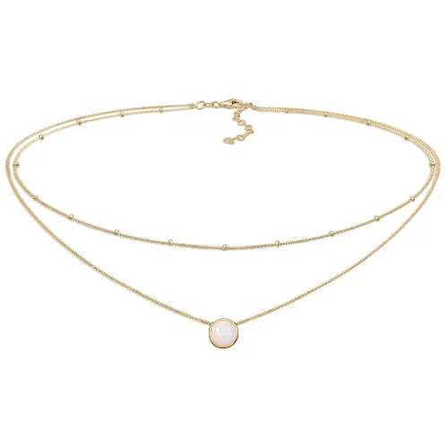 Elli Damski choker kulkowy Trend z syntetycznym opalem wykonany ze srebra próby 925 Sterling Silver Naszyjniki 1 ct
