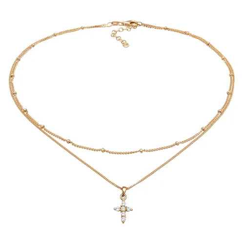 Elli Damski choker z zawieszką w kształcie krzyża z cyrkoniami ze srebra próby 925 Sterling Silver Naszyjniki 1 ct