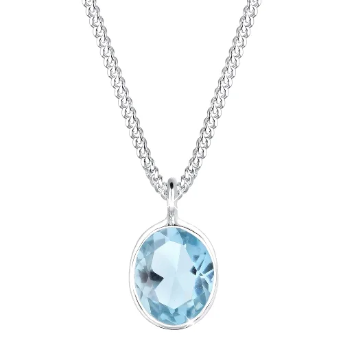 Elli Damski elegancki soliter wisiorek z topazem jasnoniebieskim ze srebra próby 925 Sterling Silver Naszyjniki 1 ct