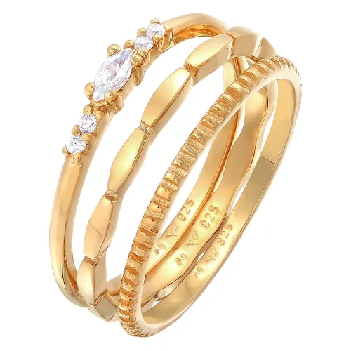 Elli Damski komplet podstawowy z markizem i z kryształami cyrkonii w srebrze próby 925 Sterling Silver Pierścionki 1 ct