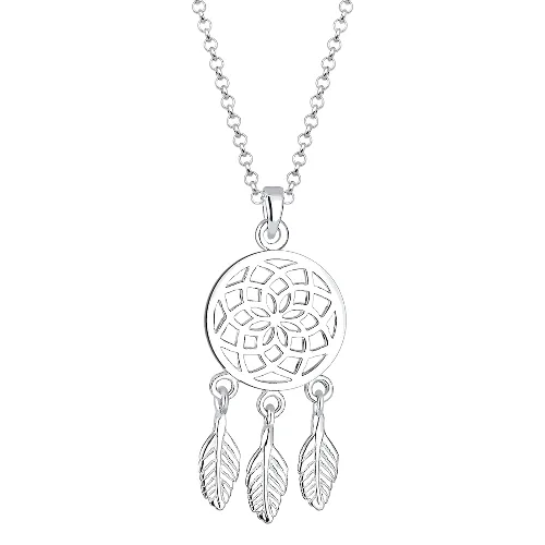 Elli Damski łapacz snów zawieszka pióro Boho w srebrze 925 Sterling Silver Naszyjniki 1 ct