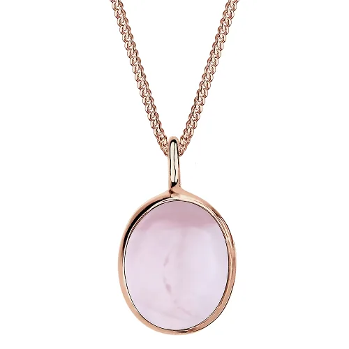 Elli Damski owalny wisiorek soliter z kwarcem różowym w pozłacanym różowym złotem srebrze próby 925 Sterling Silver Naszyjniki 1 ct
