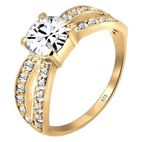 Elli Damski pasjans Glamorous z kryształem ze srebra próby 925 Sterling Silver Pierścionki 1 ct