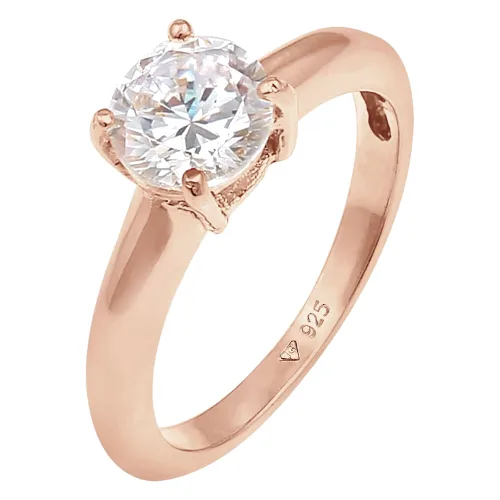 Elli Damski pasjans klasyczny z kryształami cyrkonii w srebrze próby 925 Sterling Silver Pierścionki 1 ct