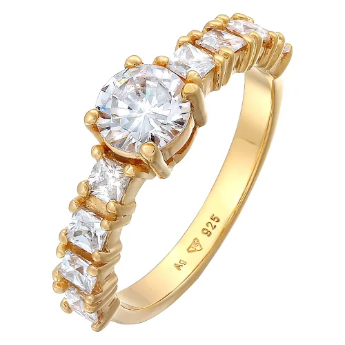 Elli Damski pierścionek zaręczynowy Elegancki z kryształami cyrkonii w srebrze 925 Sterling Silver Pierścionki 1 ct