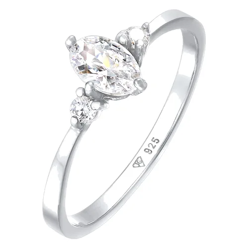 Elli Damski pierścionek zaręczynowy owalny z kryształami cyrkonii w srebrze próby 925 Sterling Silver Pierścionki 1 ct