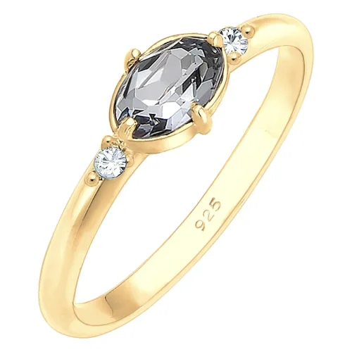 Elli Damski prosty elegancki z kryształami z srebrze 925 sterling silver Pierścionki 1 ct