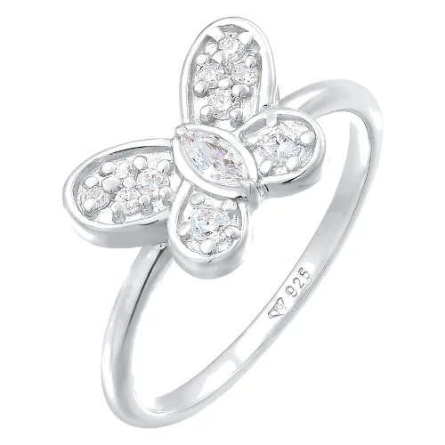 Elli Damski symbol Motyla mieniący się cyrkoniami w srebrze próby 925 Sterling Silver Pierścionki 1 ct