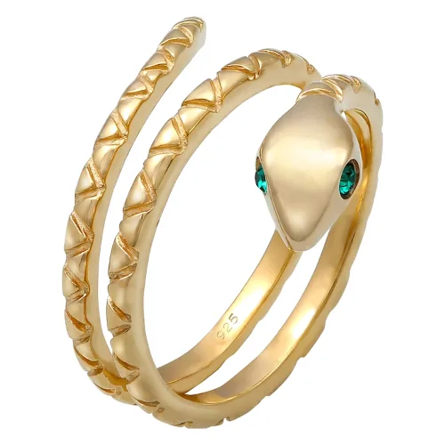 Elli Damski wąż Pinky Modern z kryształami w pozłacanym srebrze próby 925 Sterling Silver Pierścionki 1 ct