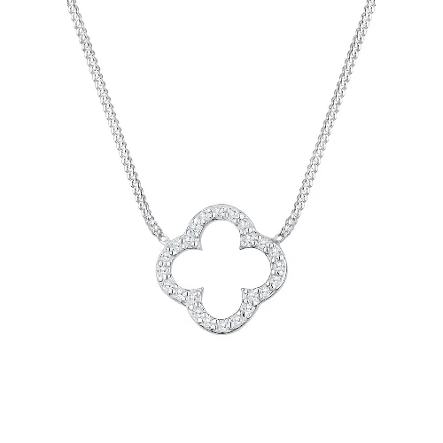 Elli Damski wisior koniczynka elegancki na szczęście z kryształami cyrkonii w srebrze próby 925 Sterling Silver Naszyjniki 1 ct