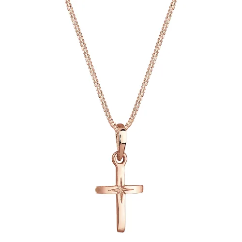 Elli Damski wisiorek krzyżyk z wygrawerowaną gwiazdą filigranowy wykonany ze srebra próby 925 Sterling Silver Naszyjniki 1 ct