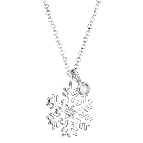 Elli Damski wisiorek płatek śniegu z kryształami w srebrze próby 925 Sterling Silver Naszyjniki 1 ct