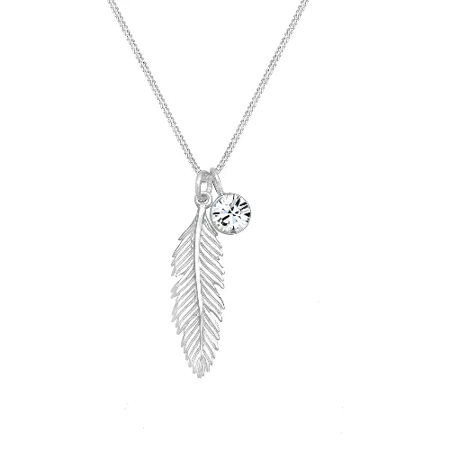 Elli Damski wisiorek z piórami Boho z kryształami srebro 925 Sterling Silver Naszyjniki 1 ct