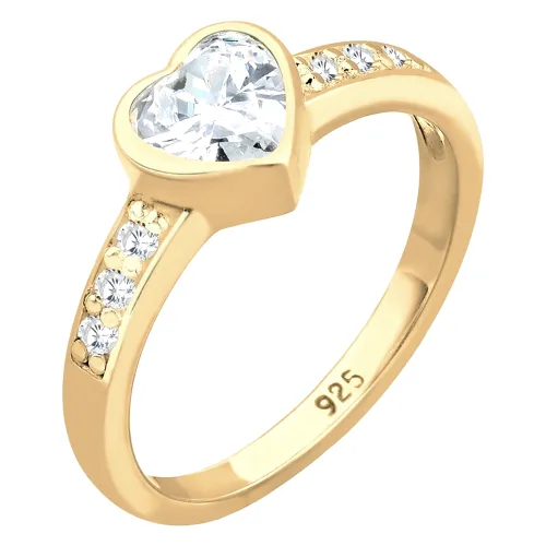 Elli Damski zaręczynowy z symbolem serca z kryształami cyrkoni w srebrze próby 925 Sterling Silver Pierścionki 1 ct