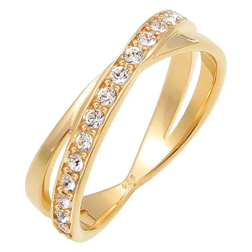 Elli Damski zawijany elegancki z kryształami w srebrze próby 925 Sterling Silver Pierścionki 1 ct