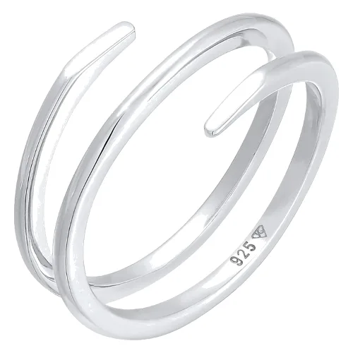 Elli Damski zawijany filigranowy Twist Trend, srebro 925 Sterling Silver Pierścionki 1 ct