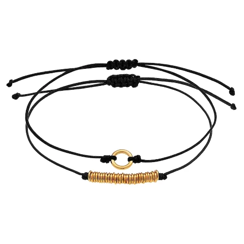 Elli Damski zestaw 2 nylonowych pierścionków Circle Basic Must-Have ze srebra 925 Sterling Silver Bransoletki 1 ct