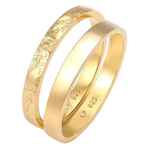 Elli Damski zestaw Basic Look młotkowany w srebrze próby 925 Sterling Silver Pierścionki 1 ct