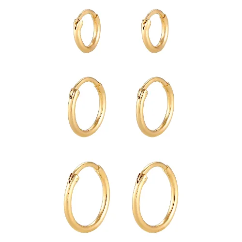 Elli Damski zestaw kreoli Trio Basic Must-Have Trend w srebrze 925 Sterling Silver Kolczyki 1 ct